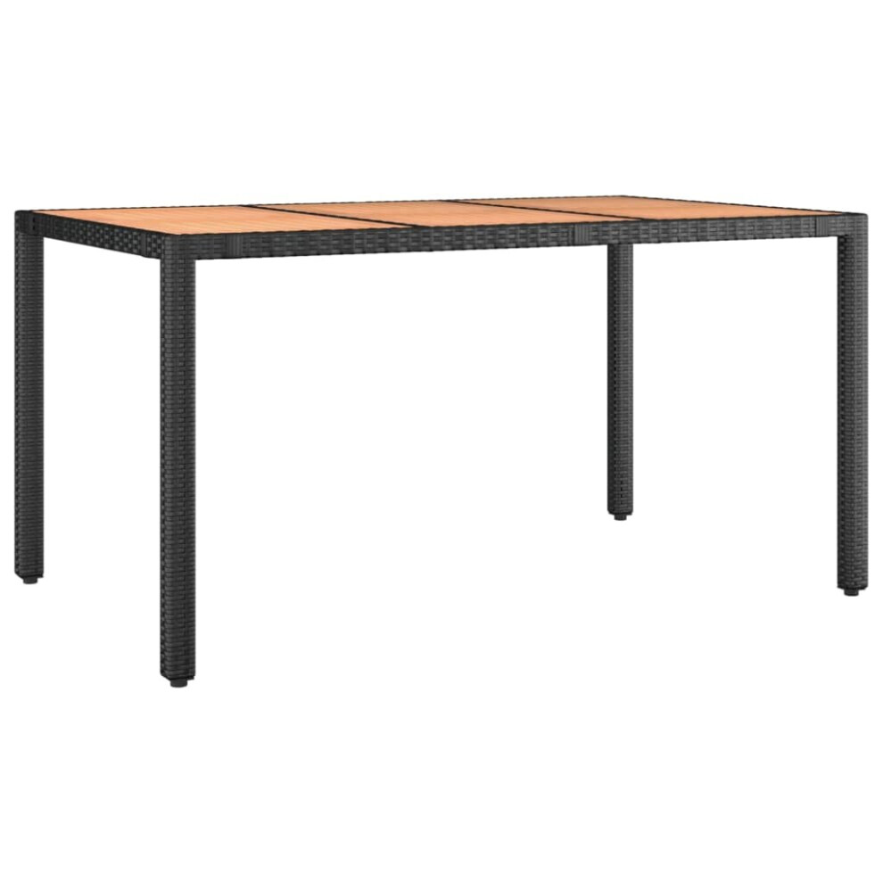 Vidaxl Garden Table With Wooden Top Black Poly Rattan And Solid Wood Acacia