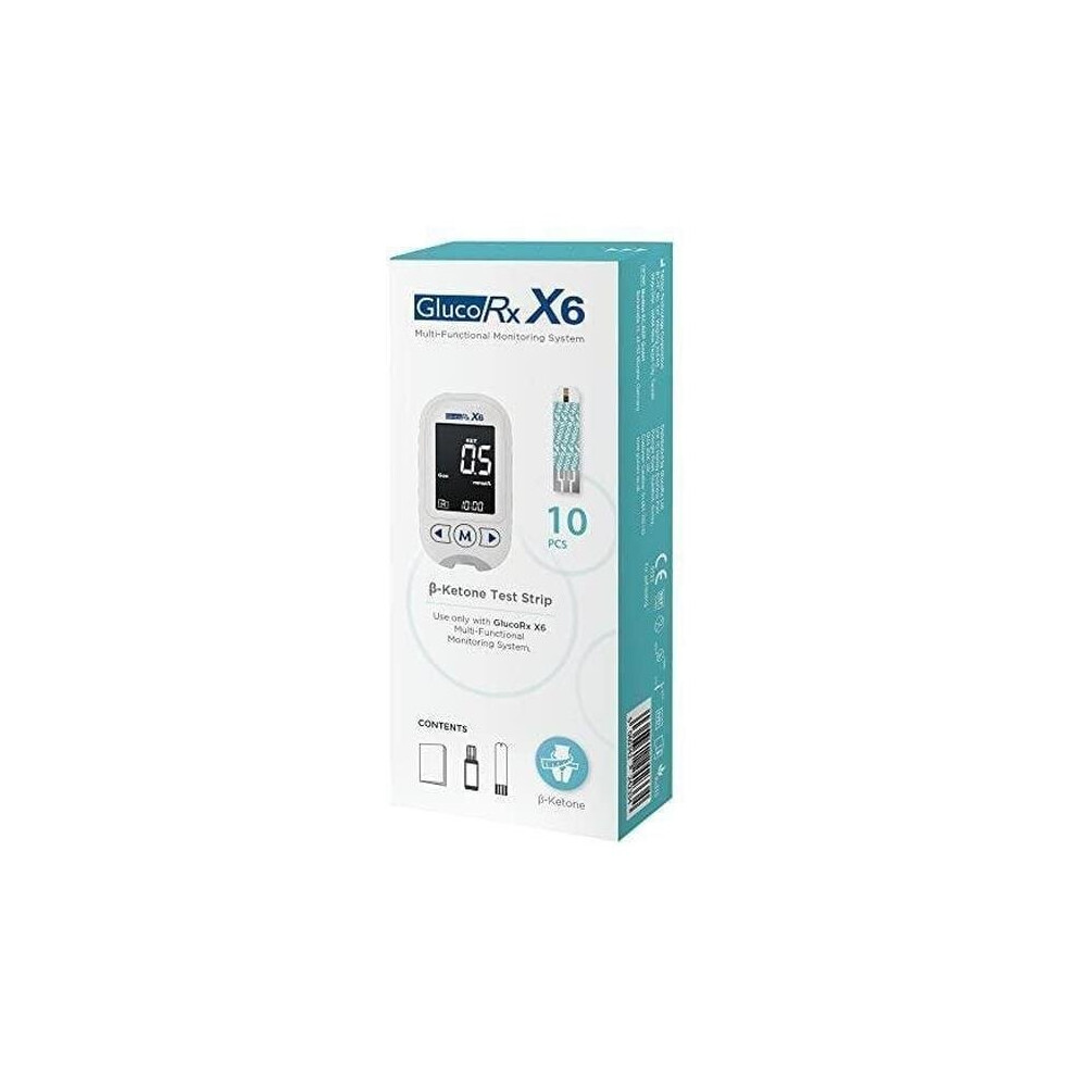 GlucoRx X6 10 Blood Ketone Test Strips