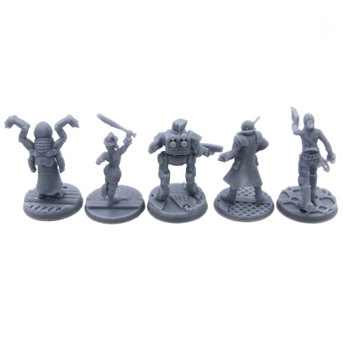 Cyberpunk Death Squad 1 | x5 28mm Scale Miniature Model Set 2