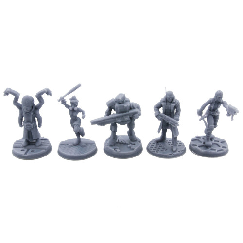 Cyberpunk Death Squad 1 | x5 28mm Scale Miniature Model Set