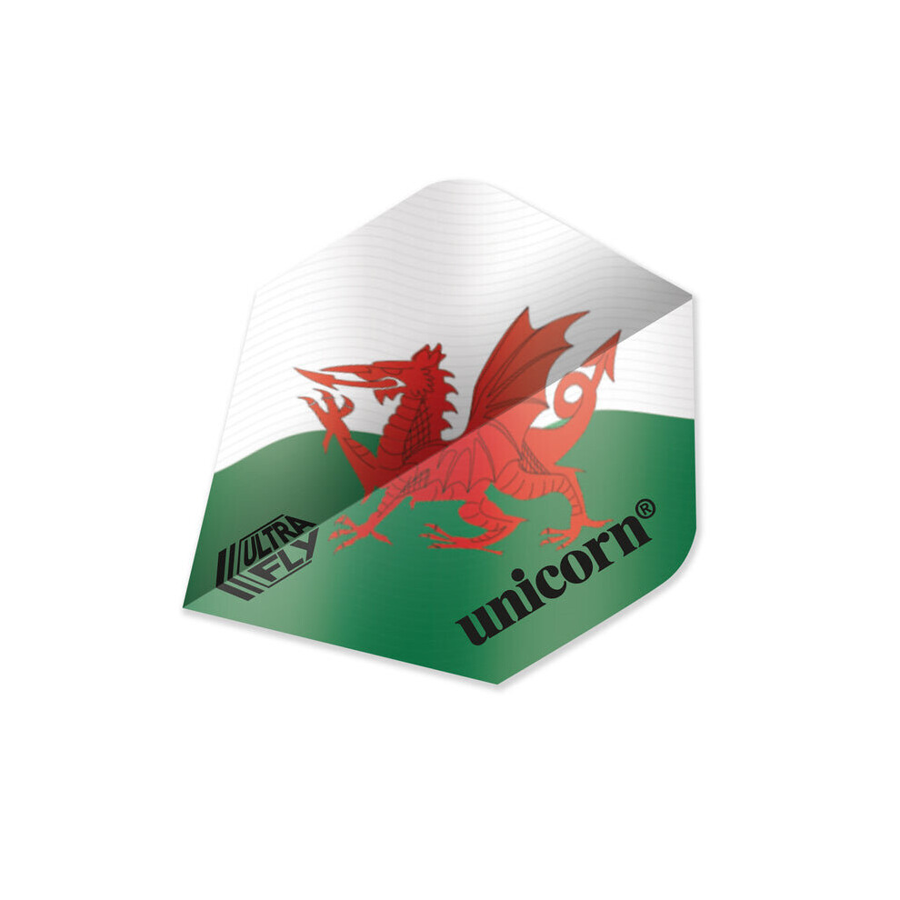 3x Unicorn Ultrafly Dart Flights Set Standard 100 Micron Plus Wales Flag *SALE*