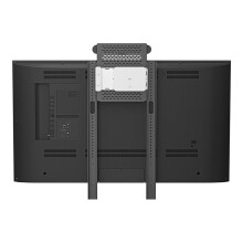 SUPORTE DE CPU LOGITECH COMPUTE MOUNT MONTADO NA BASE DE TELA PRETA