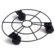AAMEN Black Round Metal Plant Caddy With Wheels, Heavy Duty Plant Stand