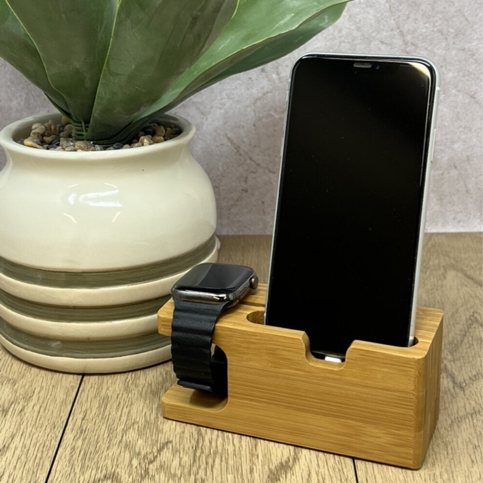Charging Station For Apple Watch And Iphone Bamboo Iphone Stand Charging Dock 714367584904
