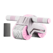 (Pink) Abs Wheel Roller Automatic Rebound Abdominal Wheel Mute Training Exerciser