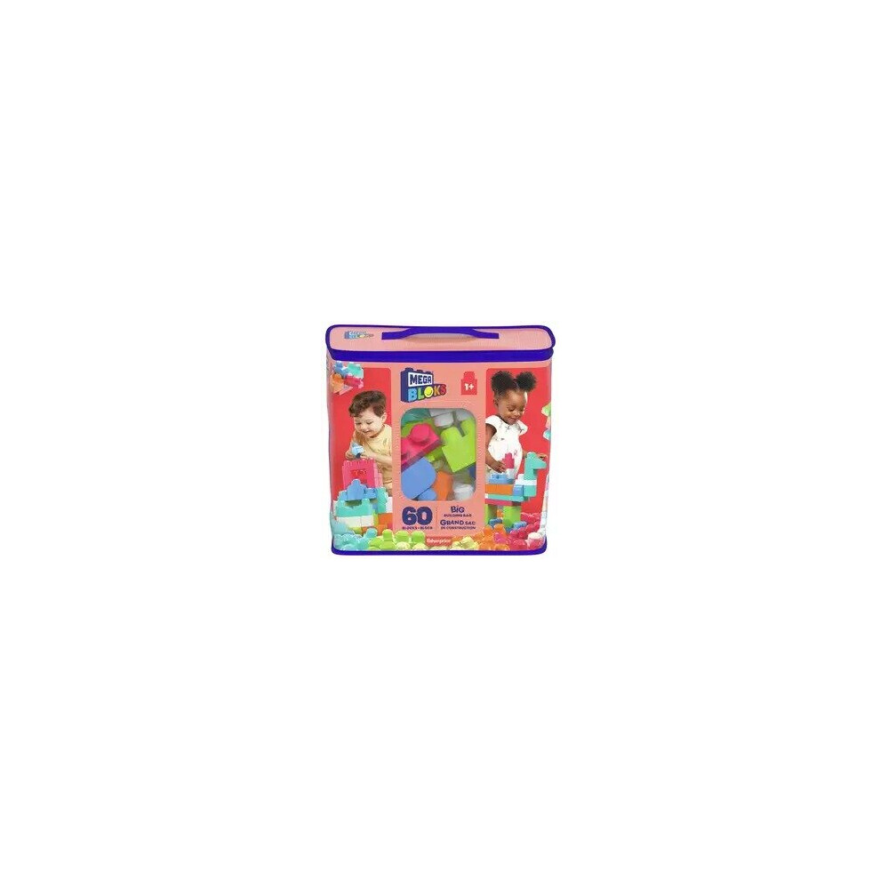 Photos - Construction Toy MEGA Bloks 60 Piece First Builders Big Building Bag - Pink 74252179 