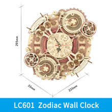 (LC601) Robotime ROKR Time Art Zodiac Wall Clock 3D Wooden Puzzle Games Model Building