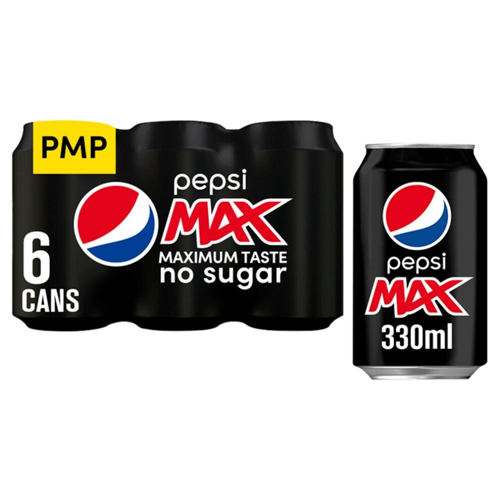 Pepsi Max No Sugar Cola Can 6 x 330ml (Pack of 4)