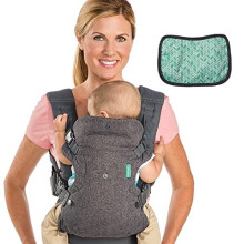 Infantino Flip Advanced 4-in-1 Carrier with Bib - Ergonomic, Front and Back Carry for Newborns and Older Babies, 8-32 lbs