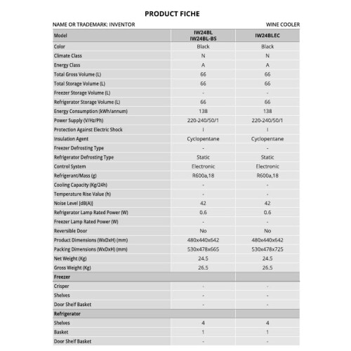 Inventor Vino Wine Cooler 66L, Holds up to 24 bottles for Wine and