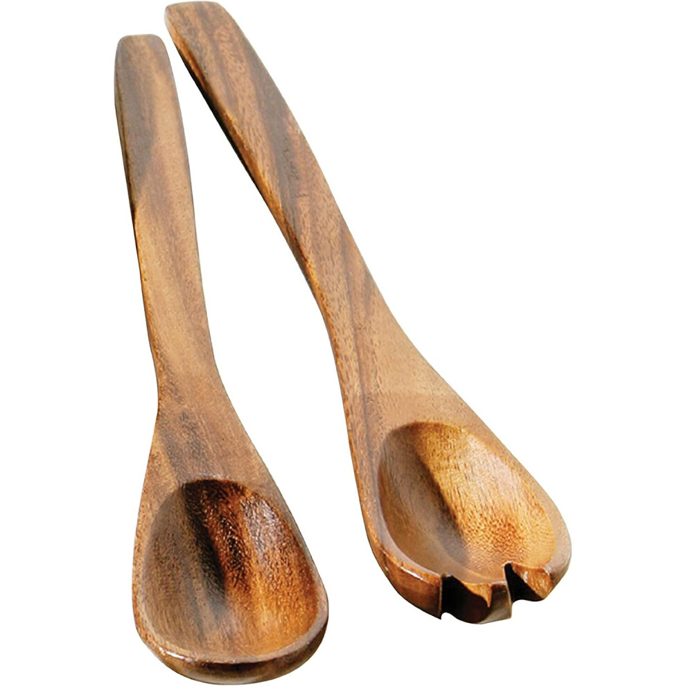 Premier Housewares 1104585 Acacia Wood Salad Servers Salad Bowl & Servers Set of 2 Wooden Tongs Small Wooden Spoon Wooden Salad Forks 35 cm x 5 cm x 2