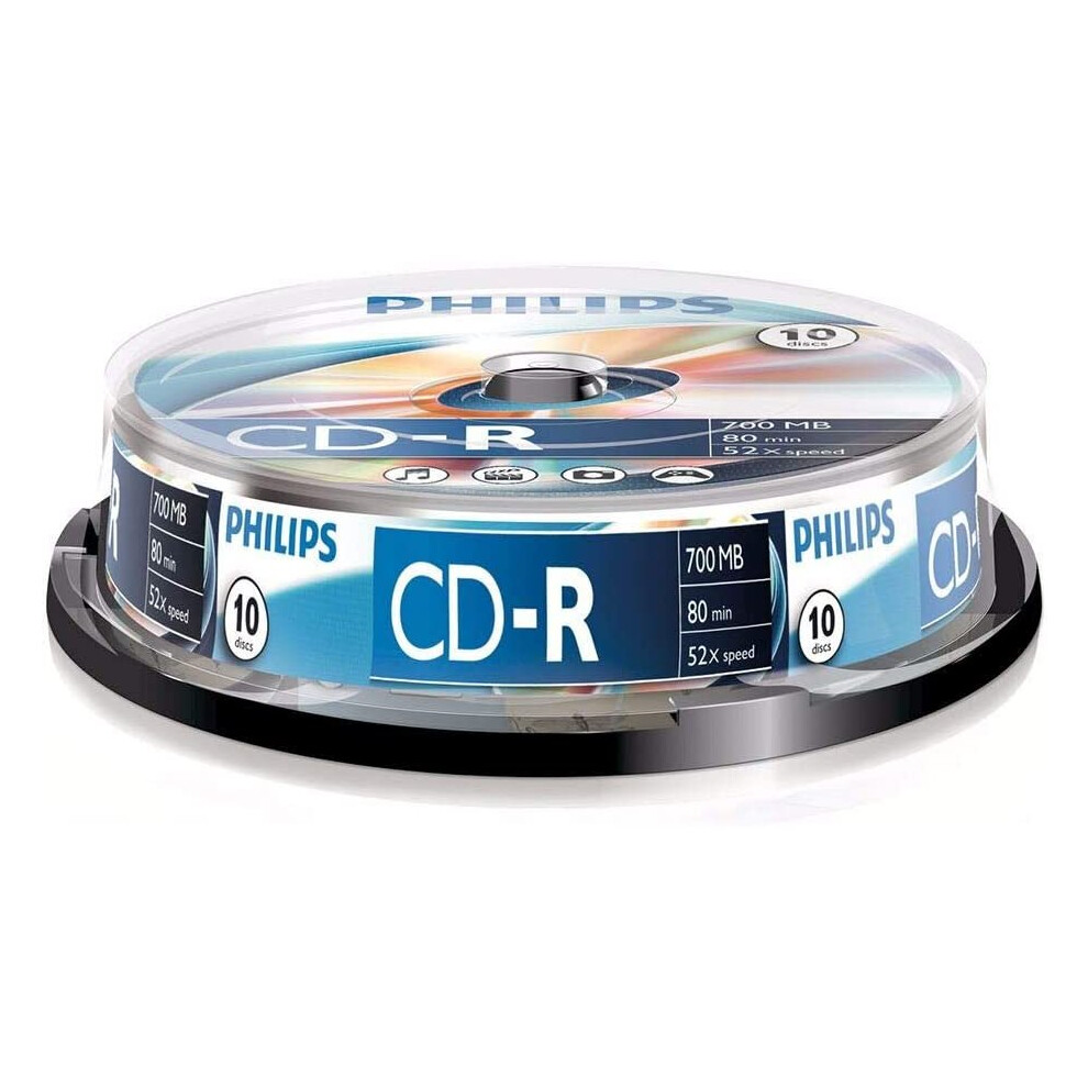 Philips CR7D5Â NB10/00Â CD-R Blank Discs 80Â Min 52x 700MB 10er Spindel