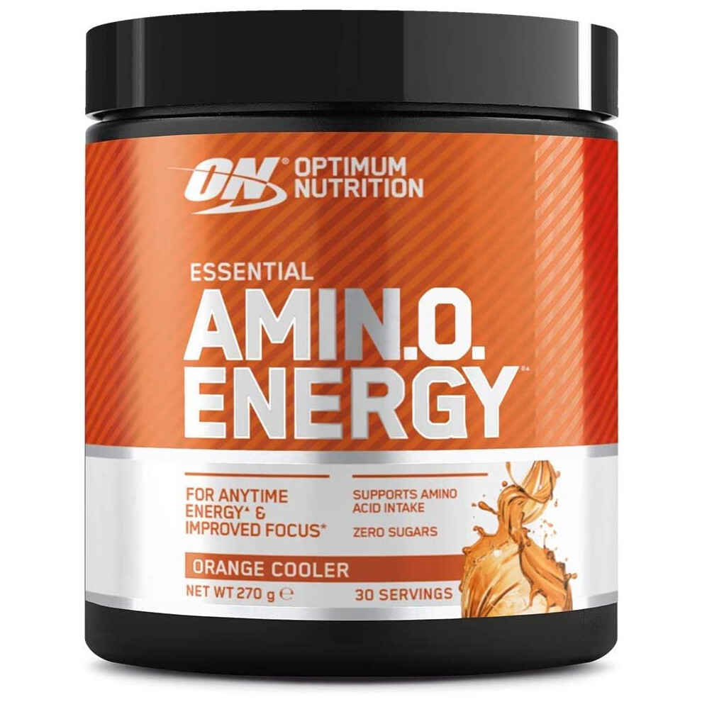 Optimum Nutrition Amino Energy Pre Workout Powder, Energy Drink with Beta Alanine, Vitamin C, Caffeine and Amino Acids, Orange Cooler, 30 Servings,