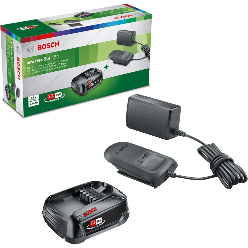 Bosch Home and Garden 1600A020RW Bosch Battery and Charger Starter Set PBA 18 V (18 V System, 2.5 Ah Battery, Charger, in Cardboard Box)