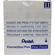 Pentel Micro Correct Correction Fluid Pen Needle Point Precision Tip 12ml Fine Ref ZL31-W [Pack of 12]