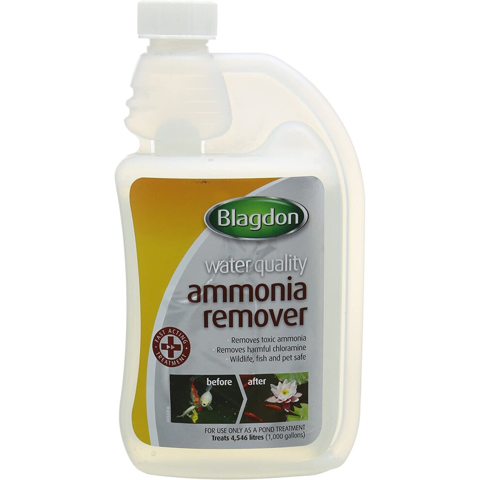 Blagdon 2633 Pond Water Ammonia & Chloramine Remover - Safe For Fish, Wildlife & Pets - 500Ml - Treats 4,546 L Pond Water