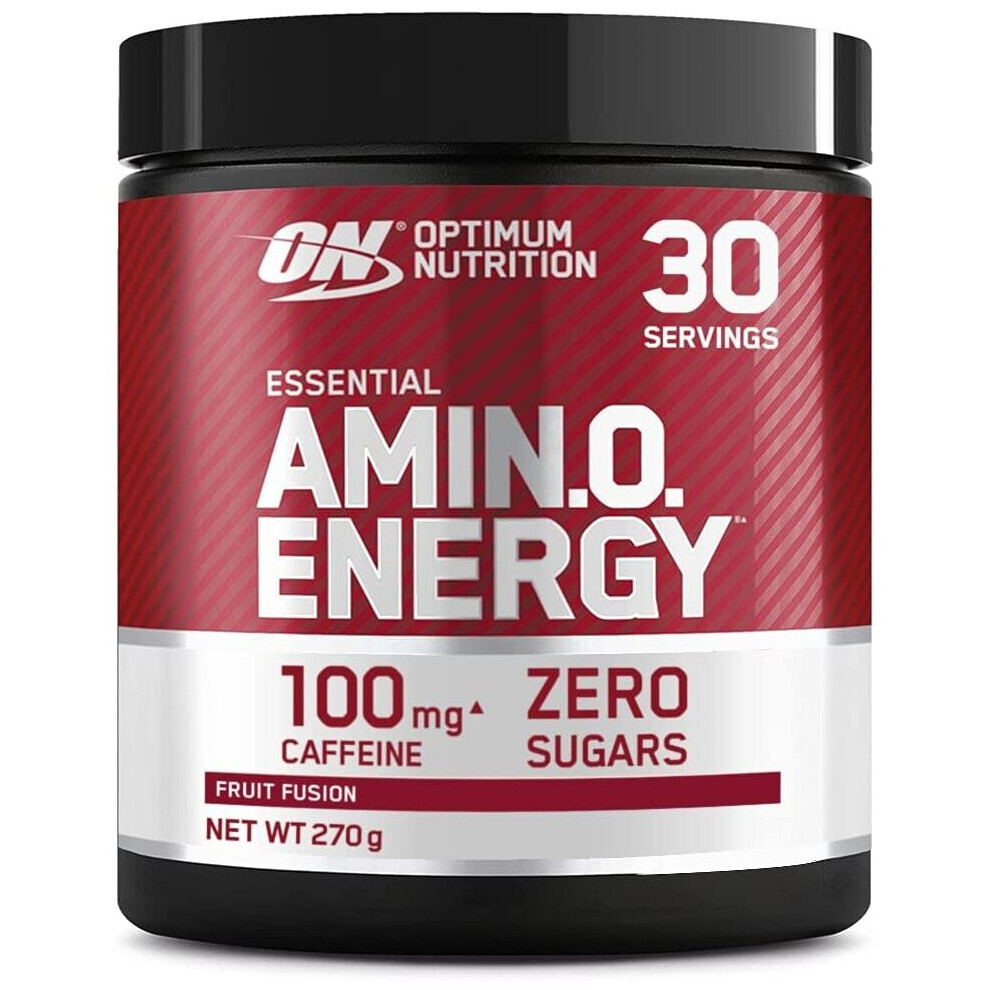 Optimum Nutrition Amino Energy Pre Workout Powder, Energy Drink with Beta Alanine, Vitamin C, Caffeine and Amino Acids, Fruit Fusion, 30 Servings, 270