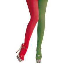 Female adult jester tights red and green- christmas fancy dress