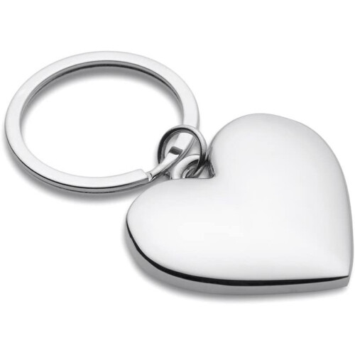 eBuyGB Chrome Love Heart Keyring, 6 cm, Silver