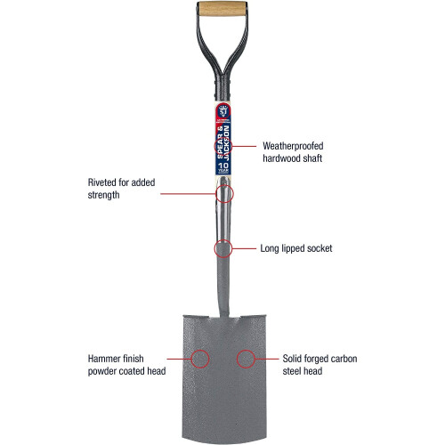 Spear & Jackson Spear and Jackson Neverbend Professional Treaded Digging Spade 1071AL 1