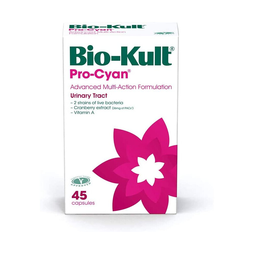 Bio-Kult Cyan Pro- Advanced Multi-Action Bacterial Formulation Targeting Urinary Tract With Cranberry Extract And Vitamin A Â Pack Of 45 Capsules