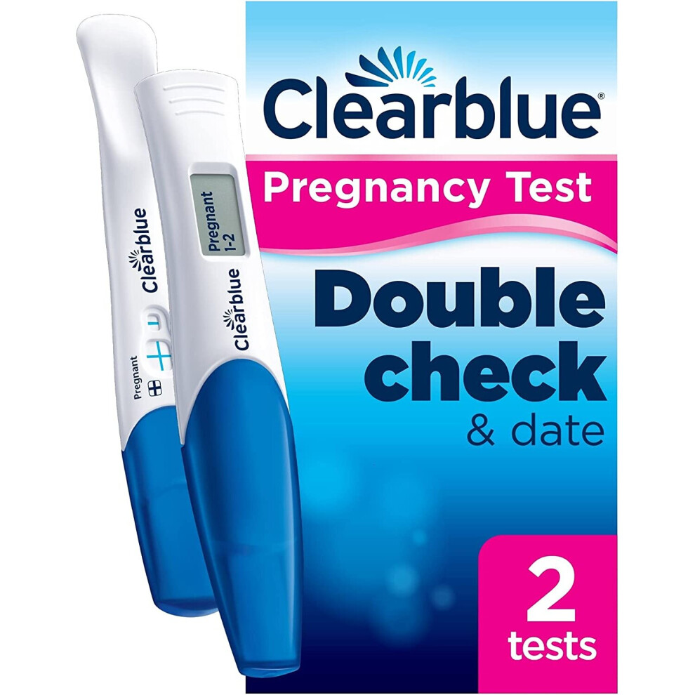 Clearblue Pregnancy Test Double-Check & Date Combo Pack, Result As Fast As 1 Minute (Visual Stick) And Tells You How Many Weeks (Digital Stick), Kit