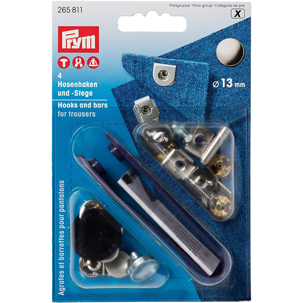 Prym Hooks And Bars For Trousers Size 13Mm, 13.4 X 8.4 X 1.2 Cm