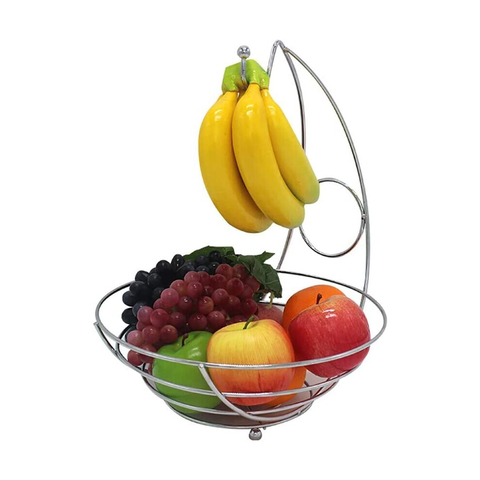 St@llion Chrome Banana Hanger Tree Holder Fruit Storage Bowl Basket Stand Hook New 2 in 1 Fruit Bowl