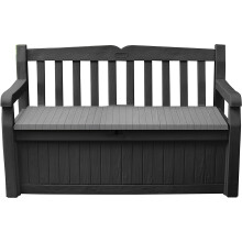 Keter Eden Bench Buiten Opbergkist Tuinmeubilair, Grafiet en Grijs, 132,5L x 75B x 18,5H cm