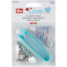 Prym Love Press Fasteners Jersey Brass 8 mm, Metal, Pink/Light Blue/Pearl, 14 x 9.3 x 2.5 cm