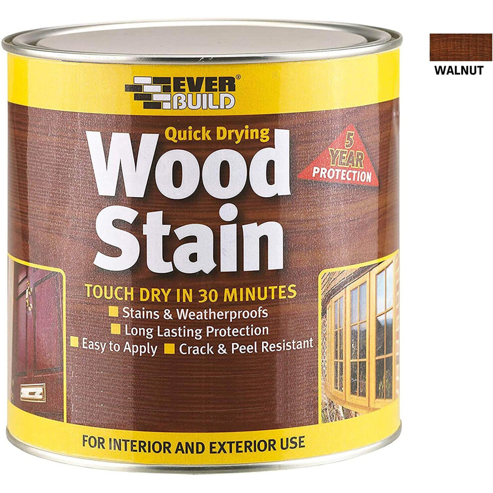 Everbuild EVBWSWN250 Quick Dry Wood Stain Satin Walnut 250 ml