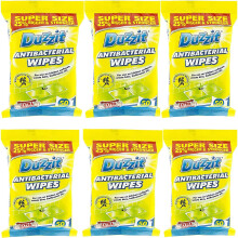 Duzzit 300 Antibacterial Wipes Multipack. Kills 99.9% of Bacteria - Sterilize Home Surface Cleaning Bulk - Six Packs of 50 Wipes. Plus One Kerhoot