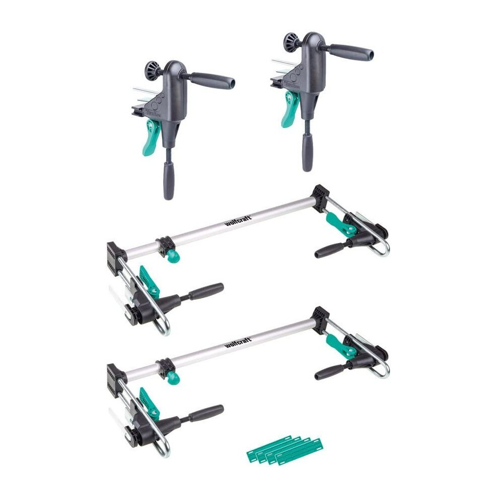 wolfcraft 3676000 Assembly Set Pro jigs, 2 Frame aligning Clamps 4 shims for All Doors with a Width of 600-1000 mm