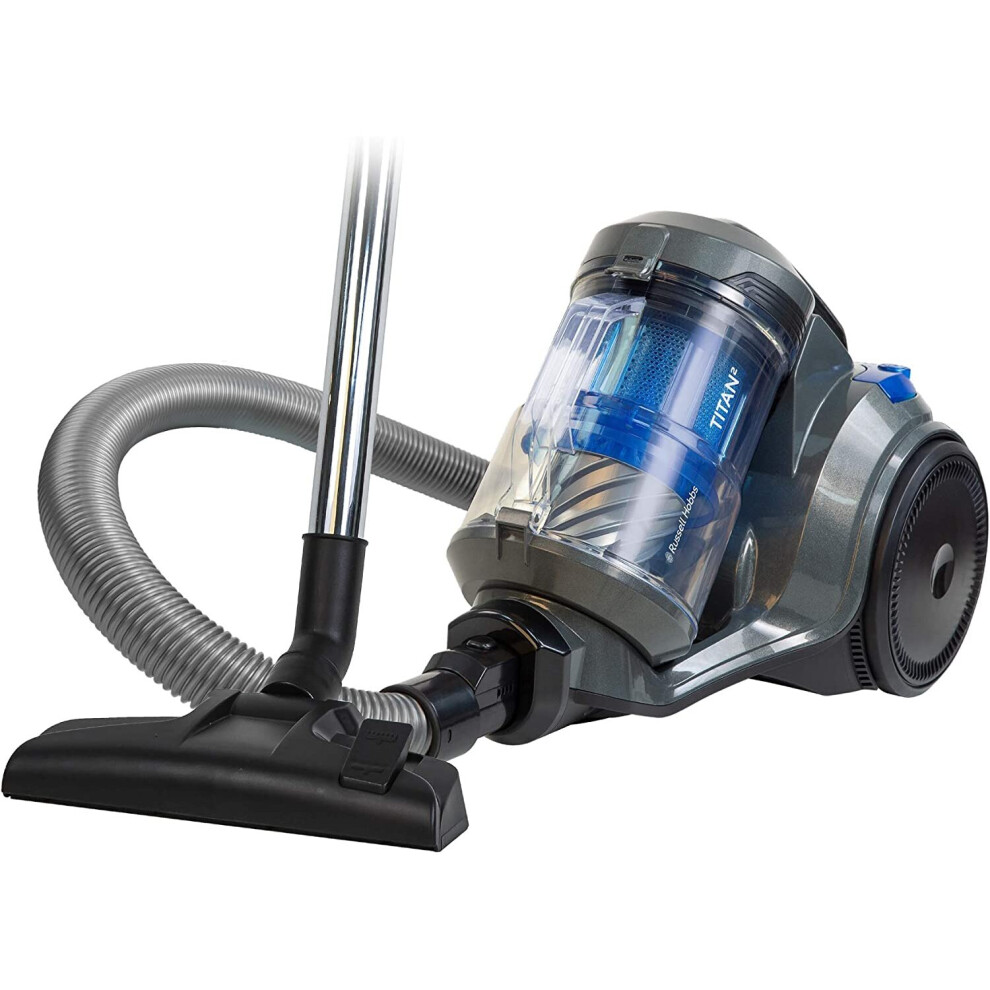 Russell Hobbs RHCV4101 TITAN2 Cylinder Vacuum Grey and Blue - 3 Litre Capacity - 8 m Cleaning Radius - 2 Years Guarantee