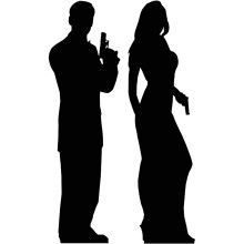Star Cutouts Ltd SC007 Secret Agent Male and Female Double Silhouette Cardboard Cutout Brilliant for Spy Themed Fancy Dress Parties Height 172cm,