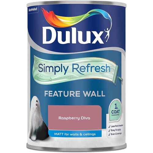 Dulux Dulux 5569237 Simply Refresh Feature Wall Matt Emulsion Paint - Raspberry Diva - 1.25L 2