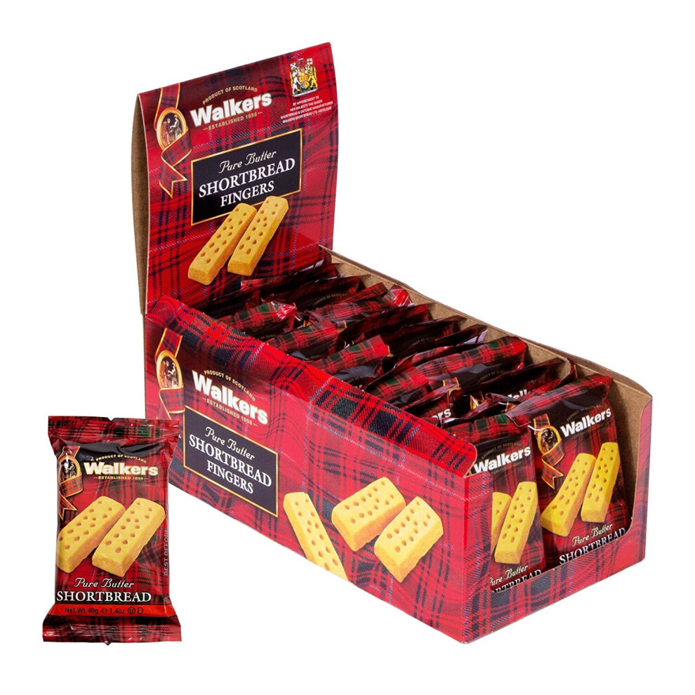 Walkers Shortbread Fingers Traditional Butter Biscuits in Finger Shape by Scottish Recipe, 40g, 24 pieces