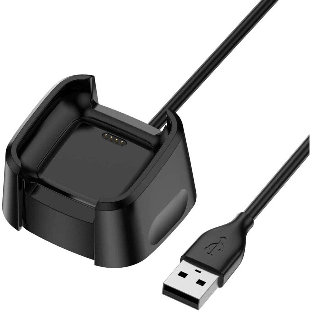 Techgear Replacement Usb Charger Cable Dock Compatible With Fitbit Versa 2 / Versa 2 Se, Usb Charging Power Cradle For Fitbit Versa 2/2 Se, Heart Rate Black
