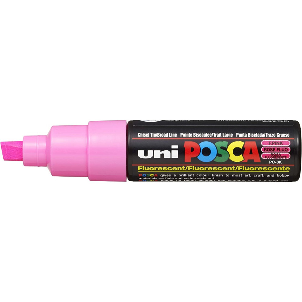 uni-ball Posca PC-8K Broad Chisel Tip Marker - Fluorescent Pink, Pack of 6