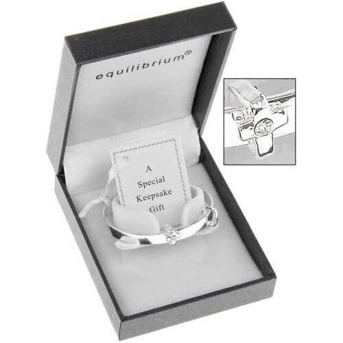 Equilibrium Silver Plated Christening or New Baby Bangle (6780)