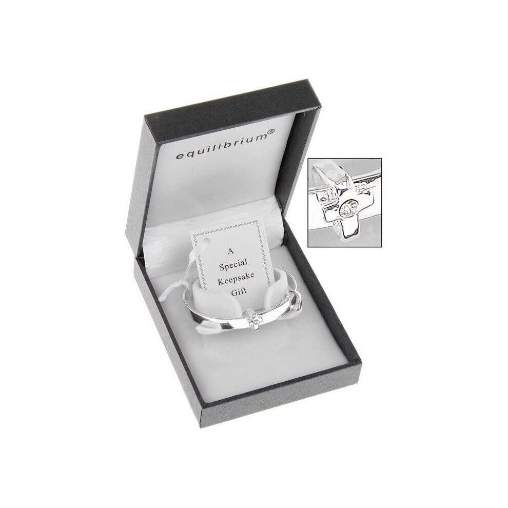 Plated Christening Or New Baby Bangle (6780) Silver Equilibrium