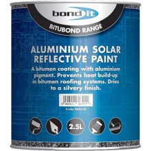 Bond-It Aluminium Solar Reflective Paint - 2.5 litre a light / heat reflective coating, use ofver bituminous coatings, aged asphalt or steel