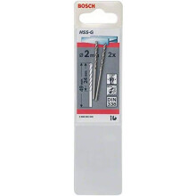Bosch 2608585908 Din338 HSS-G Metal Drill Bit, 2.0mm x 24mm x 49mm, Silver, Pack of 2