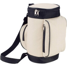eBuyGB Golf Caddy-Style Cooler Lunch Bag Beige, 600D Polyester, 25x12 cm Main Cooler, Front & Back Zipped Pockets