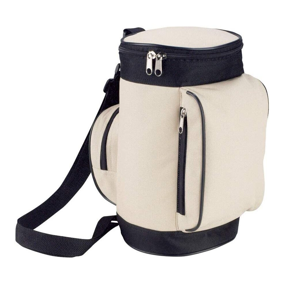 Ebuygb Golf Caddy-Style Cooler Lunch Bag 600D Polyester, 25X12 Cm Main Cooler, Front & Back Zipped Pockets Beige