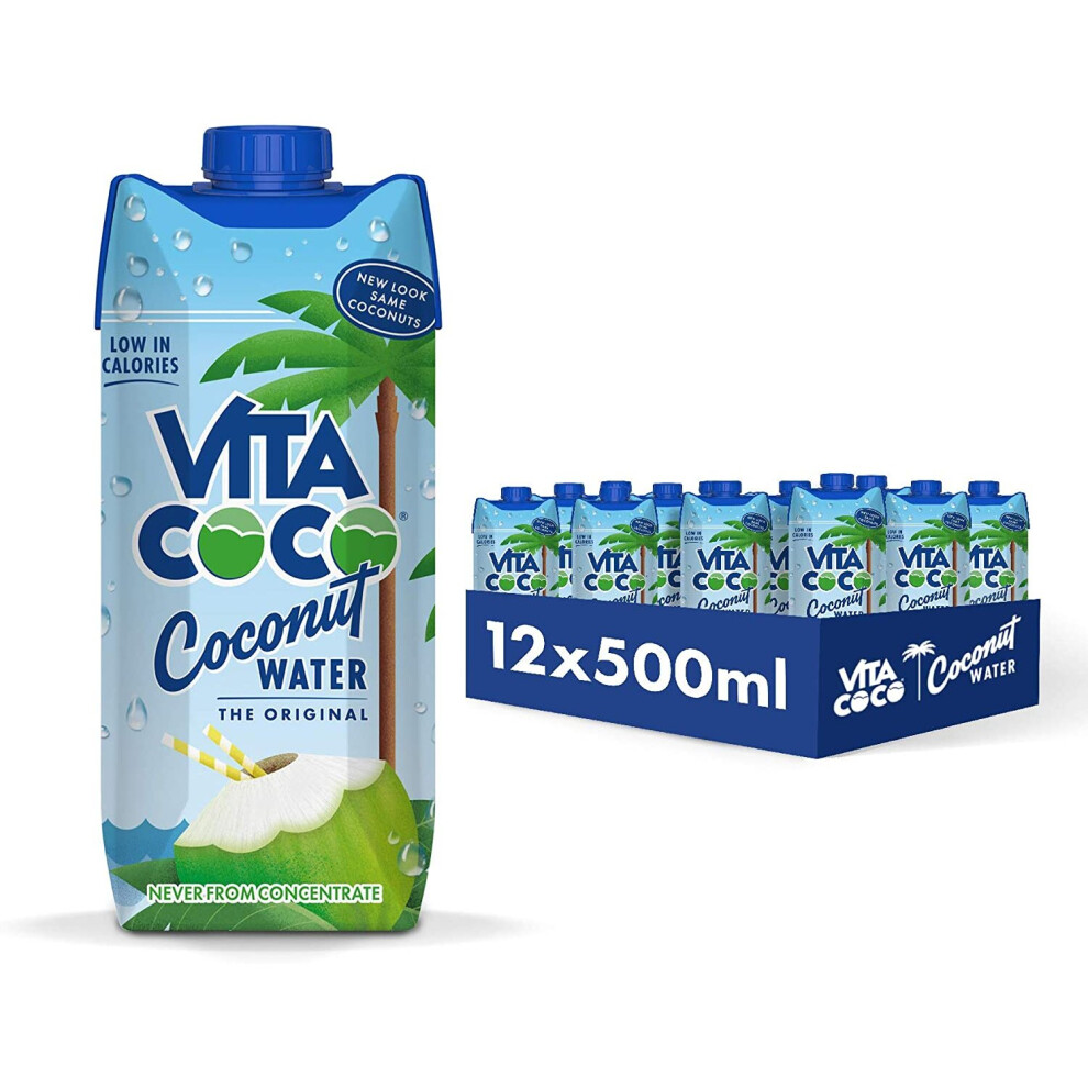 Vita Coco - Pure Coconut Water (500ml x 12) - Naturally Hydrating - Packed With Electrolytes - Gluten Free - Full Of Vitamin C & Potassium