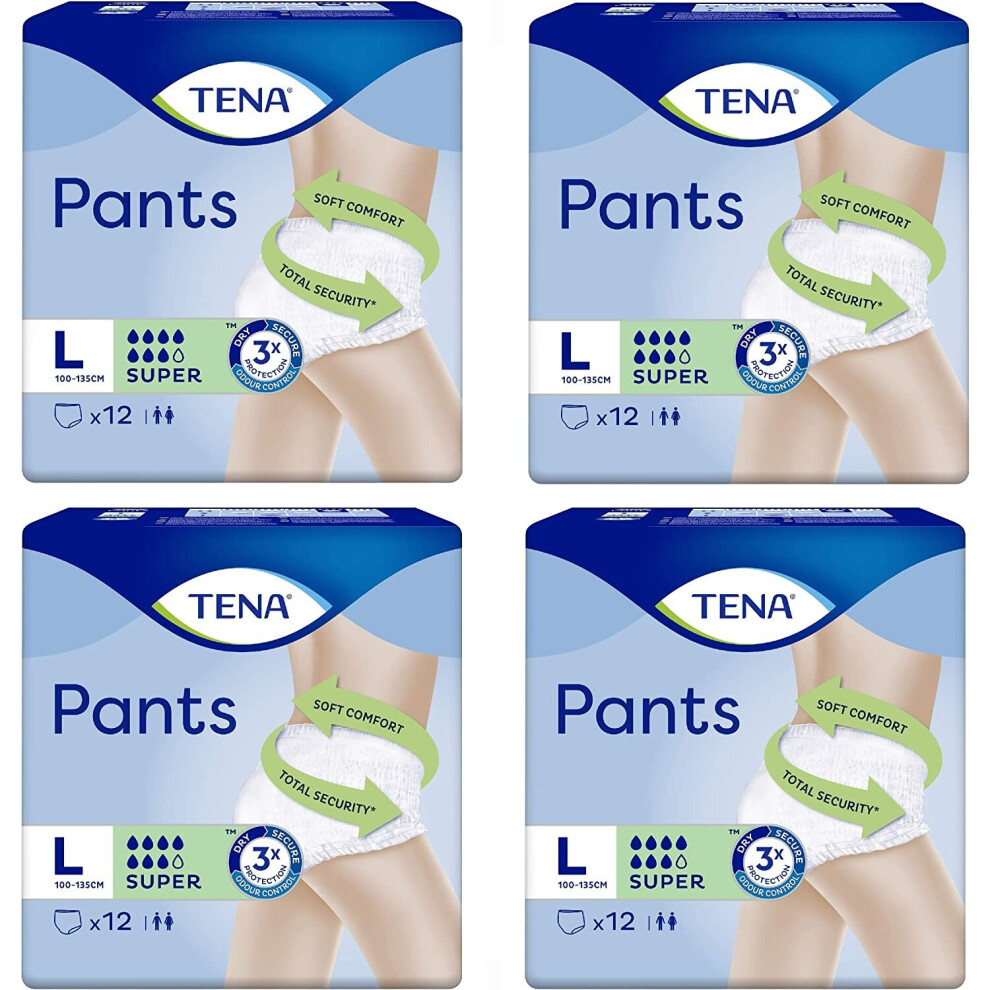 Tena Pants Super Large 12 Pants, Pack of 4