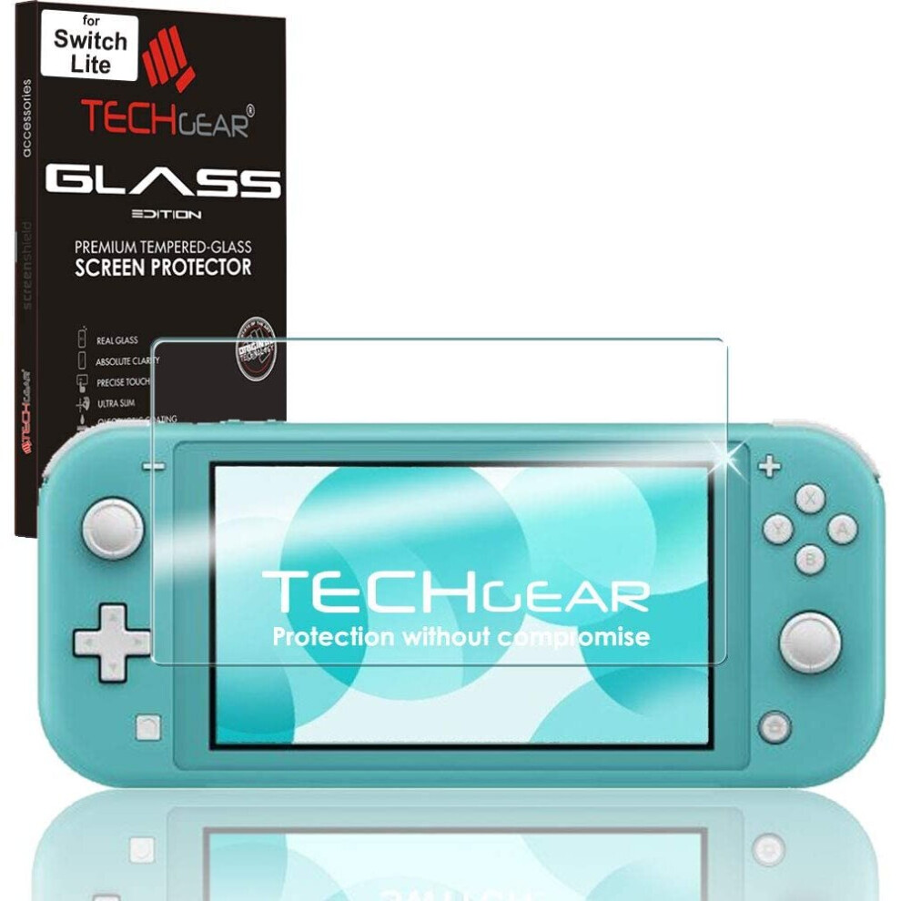 TECHGEAR Switch Lite GLASS Edition, Genuine Tempered Glass Screen Protector [2.5D Round Edge] [9H Hardness] [Crystal Clarity] [Scratch-Resistant]