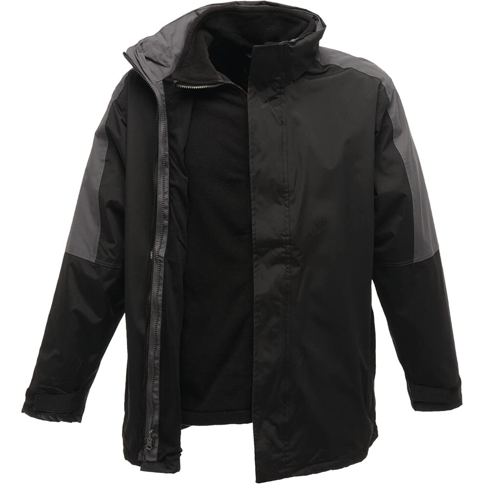 Regatta Professional Men's Defender Iii Waterproof 3 In 1 Jacket Black Seal Grey, Size: L