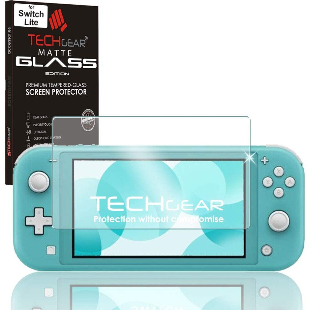 TECHGEAR Switch Lite Anti-Glare GLASS Edition, TECHGEAR Matte Tempered Glass Screen Protector Cover [2.5D Round Edge] [9H Hardness]